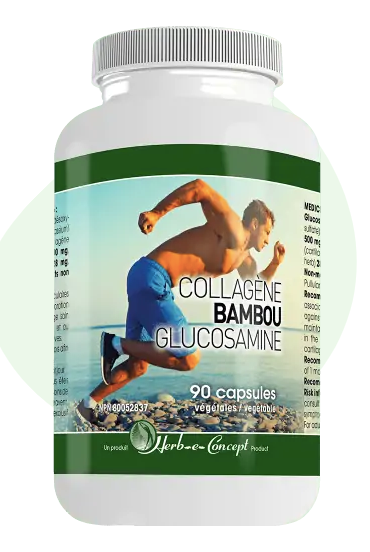 Collagène Bambou Glucosamine- Herb-E-Concept - 90 capsules